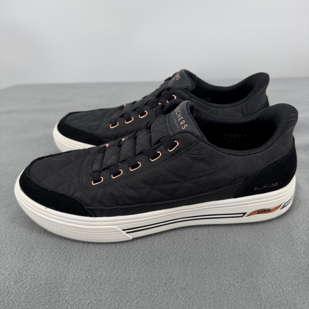 Skechers Arcade Hands Free Slip-ins Arch Fit Shoes Womens 7 Black Quilted 177209